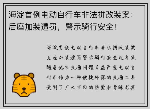 海淀首例电动自行车非法拼改装案：后座加装遭罚，警示骑行安全！